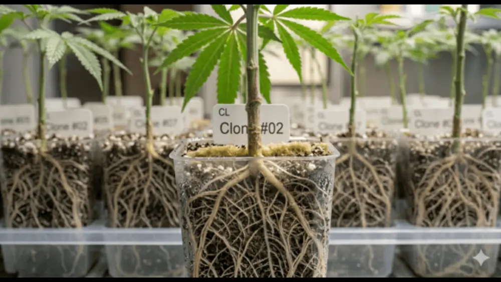 Cannabis clones develop a strong root base alowing them to grow quickly in veg.