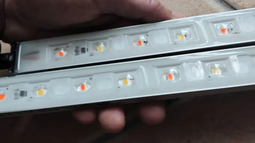 LED strip grow lights used for cannabis clones and seedlings providing low heat full spectrum light
