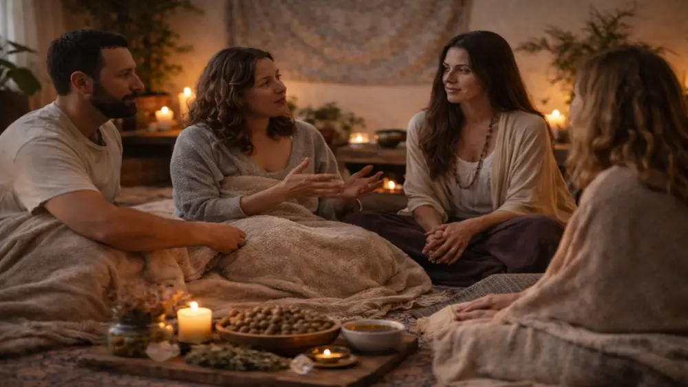 group of people sharing their experiences truffle ceremony