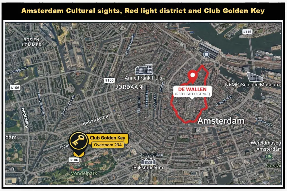 location De Wallen and sights Amsterdam Club Golden Key