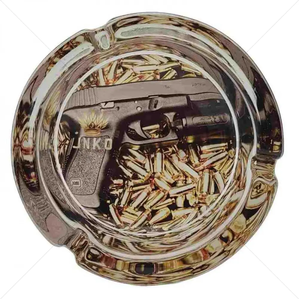 Ashtray Round Glass | Luxury Art Series | Gun Art