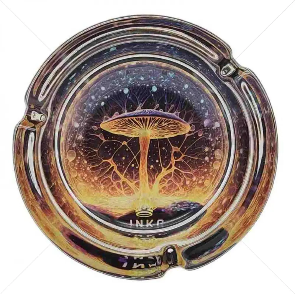 Ashtray Round Glass | Psychedelic Series | Magic Mushrooms 1