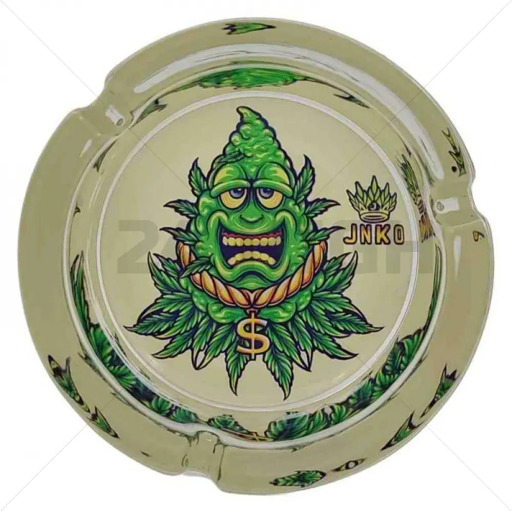 Ashtray Round Glass 10cm | Stay 420 Series | Design 6 | Happy Budz