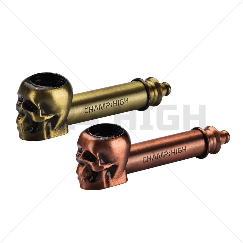 Champ High Metal Skull Pipe Gold / Bronze