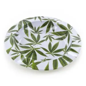 Metal Ashtray Cannabis Leaves