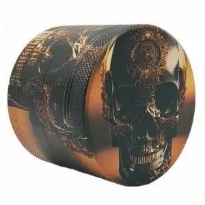Grinder 4-Parts XL | Aluminium | Luxury Art Series | Golden Skull 2