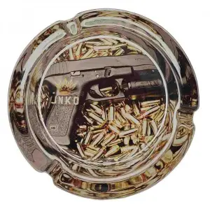 Ashtray Round Glass | Luxury Art Series | Gun Art