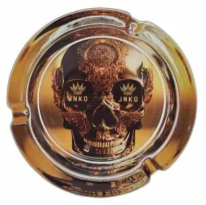 Ashtray Round Glass | Luxury Art Series | Golden Skull 2