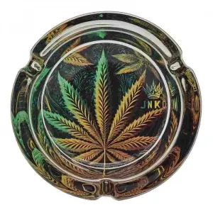 Ashtray Round Glass | Psychedelic Series | Cannabis Leaf 2