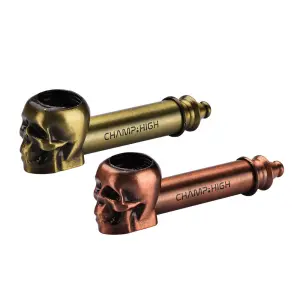 Champ High Metal Skull Pipe Gold / Bronze