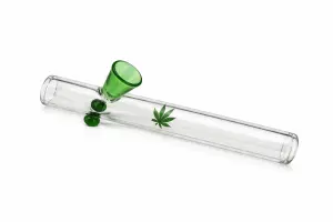 Glass Pipe with Cannabis Leaf