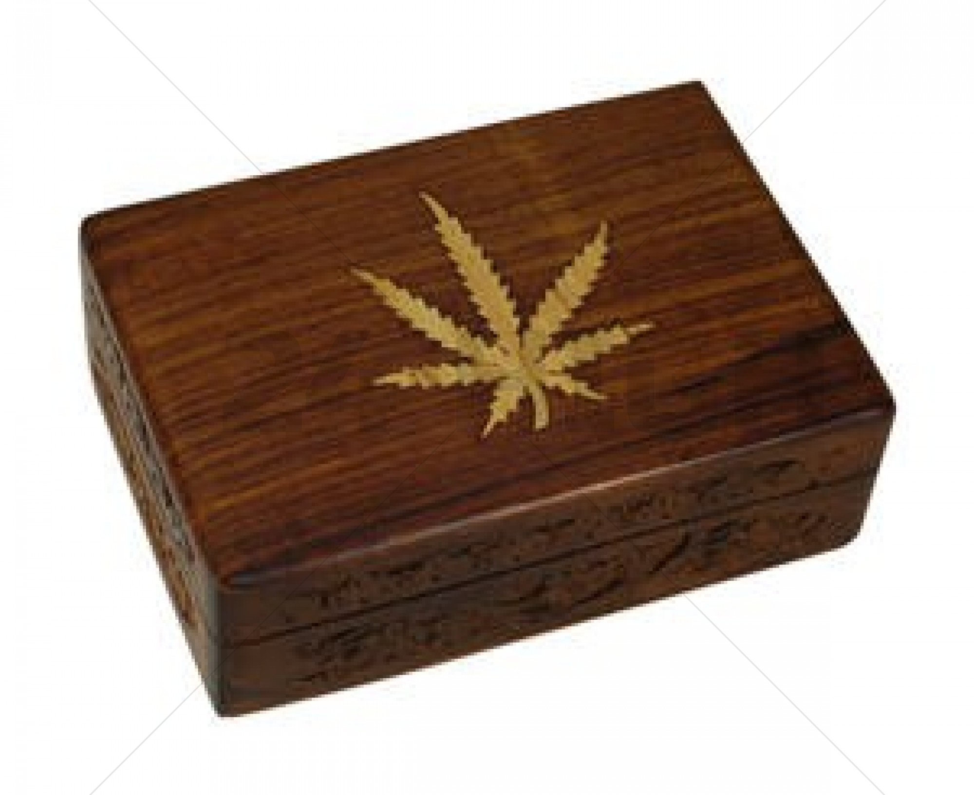 Wood Box With Leaf (19 x 14 x 6 cm)