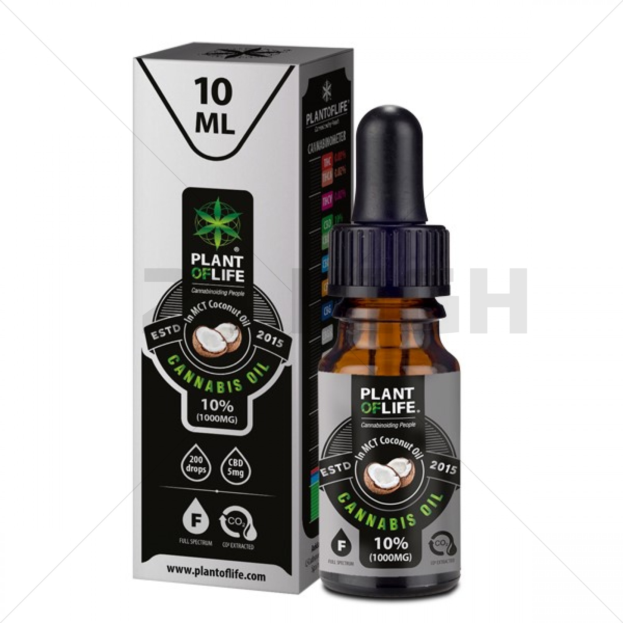 Plant of Life Cannabis Oil with MCT Coconut Oil - 10% CBD (1000mg)